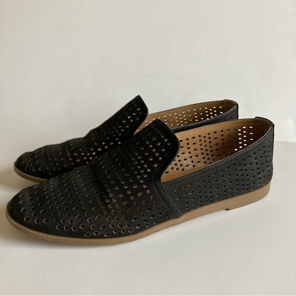 Franco Sarto Faryn Black Suede Perforated Loafer 6 - Picture 1 of 8